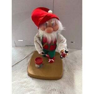 Santakins Animated Santas Workshop Elf With Paint Can 16" Electric Christmas Dec